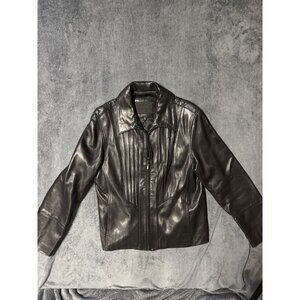 Avanti New York Leather Women's Jacket Size XL Black Soft Lambskin Moto Zip EUC